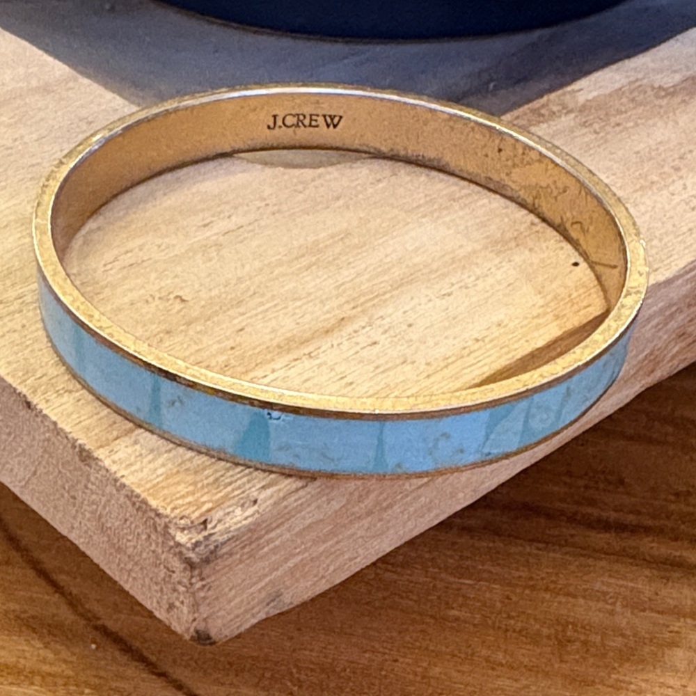 J. Crew Blue Enamel Gold Bangle Bracelet
